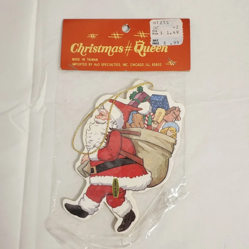 Vintage Christmas Queen Santa Gift Sack Ornament New In Package - Made In Taiwan
